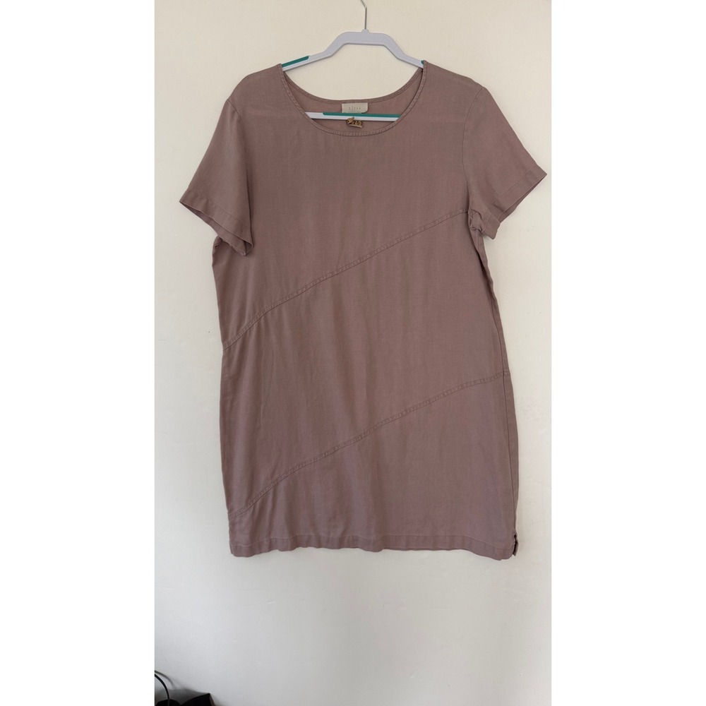 JJILL Linen Dress Taupe Short Sleeve Tunic Casual Size L - Picture 2 of 4